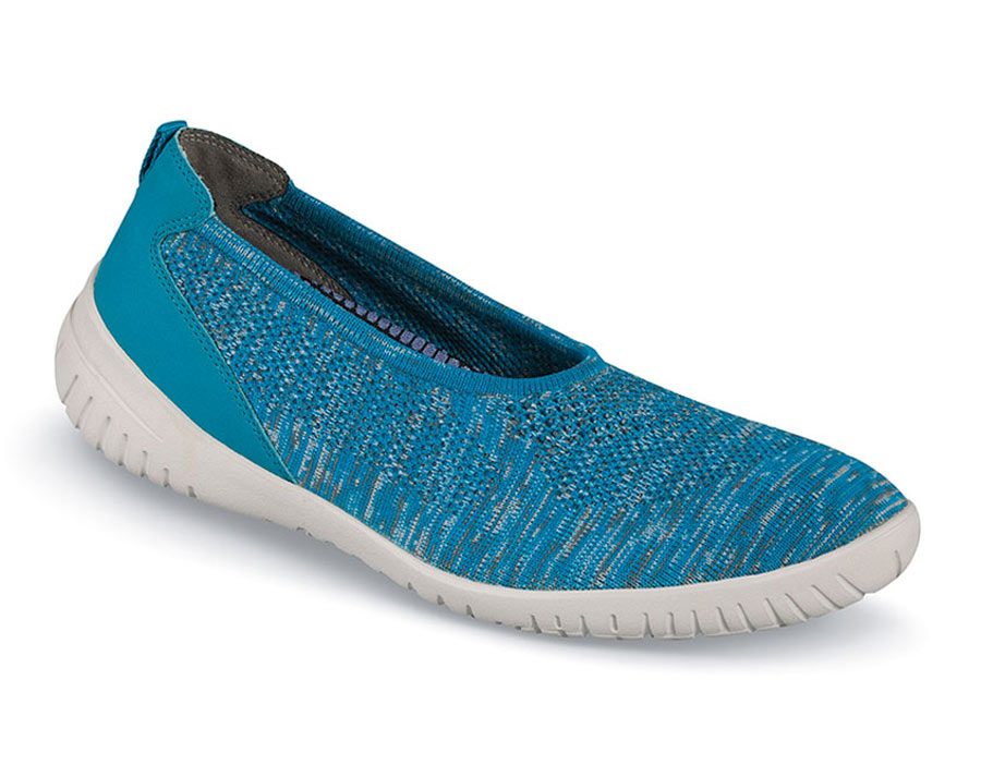 Knit Ballet Teal Heather Flat | Hitchcock Wide Shoes