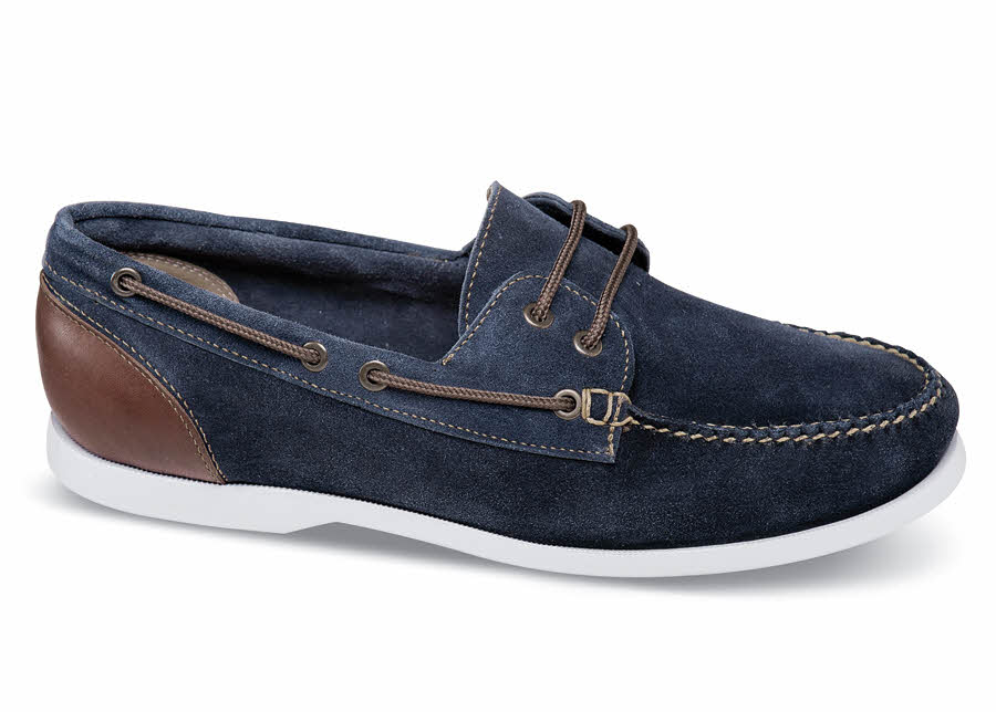 Navy Blue Suede Boat Moccasin
