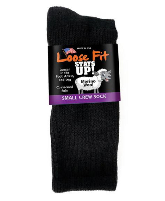 Black-EXTRA WIDE LOOSE FIT MERINO WOOL CREW SOCK 1