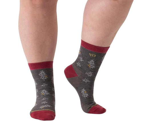 Taupe-Womens Foliage Lightweight Micro Crew Sock 1