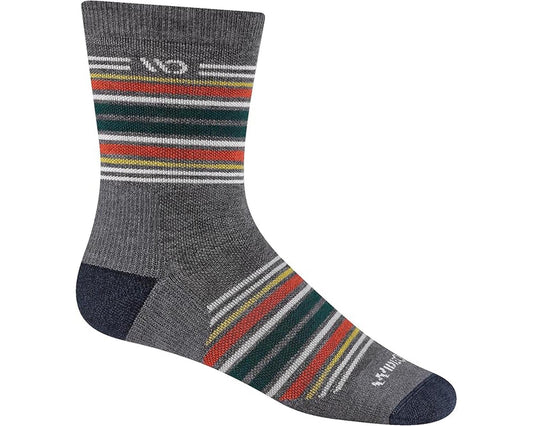 Grey Combo-Mens Multi Stripe Cushioned Micro Crew Sock 1