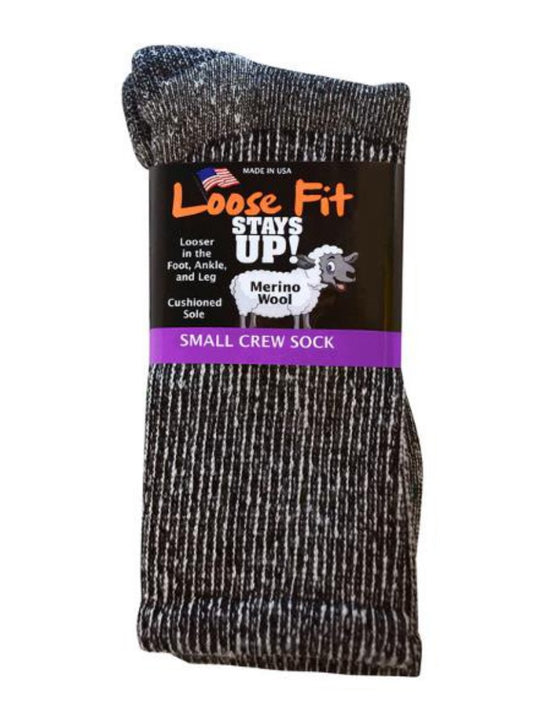 Black-EXTRA WIDE LOOSE FIT MARLED MERINO WOOL CREW SOCK 1