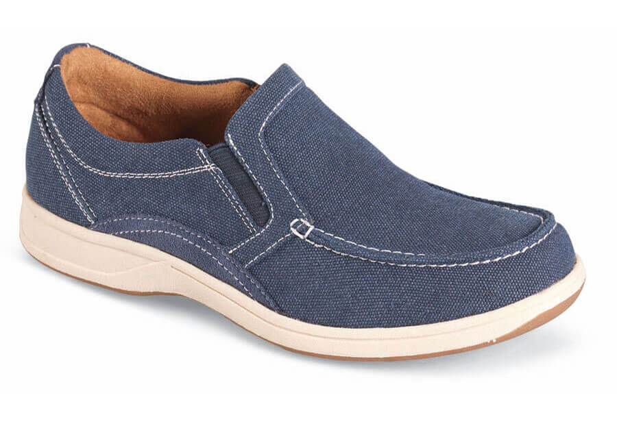 Navy Canvas Lakeside Slip-on | Hitchcock Wide Shoes