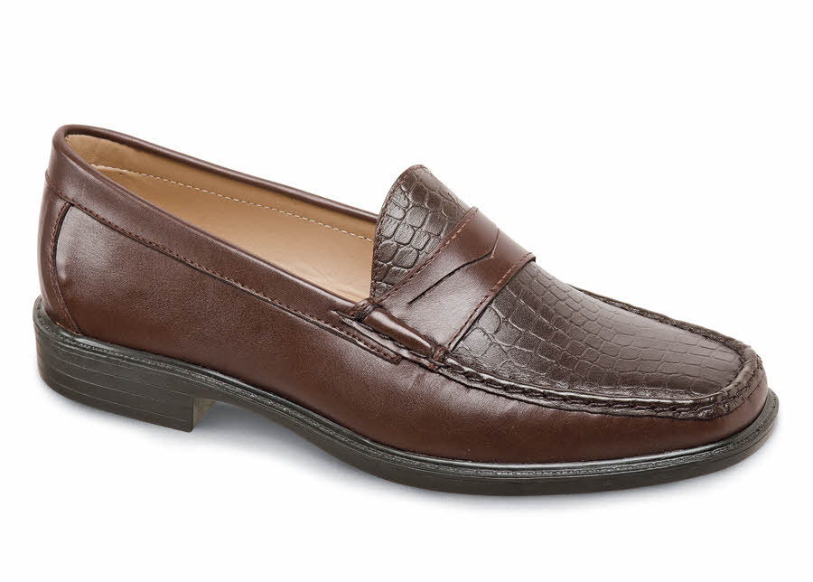 Brown Croco Kent XD Slip-on | Hitchcock Wide Shoes