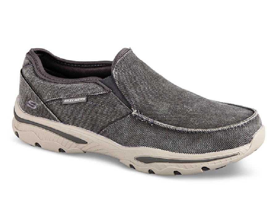 Charcoal Moc Toe Canvas Slip-on | Hitchcock Wide Shoes