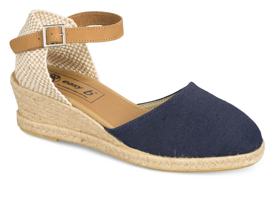 Tanya Navy Espadrille Wedge | Hitchcock Wide Shoes