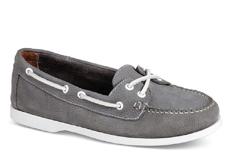 Carly Grey Leather Boat Moc | Hitchcock Wide Shoes