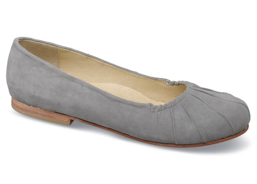 Annabella Grey Suede Ballet Flat | Hitchcock Wide Shoes