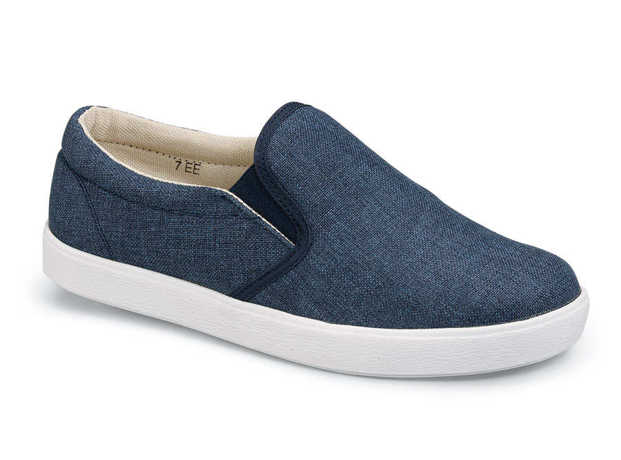 Anne Navy Canvas Slip On | Hitchcock Wide Shoes