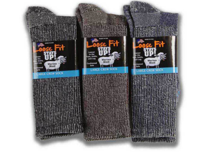Loose Fit Stays Up Marled Merino Wool Socks Black / Medium