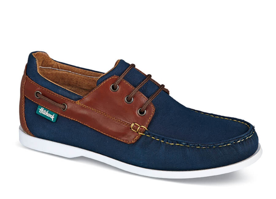 Navy/brown Canvas Boat Shoe