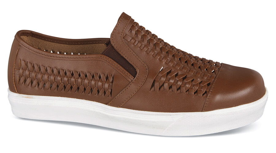 Brown Woven Leather Slip-on