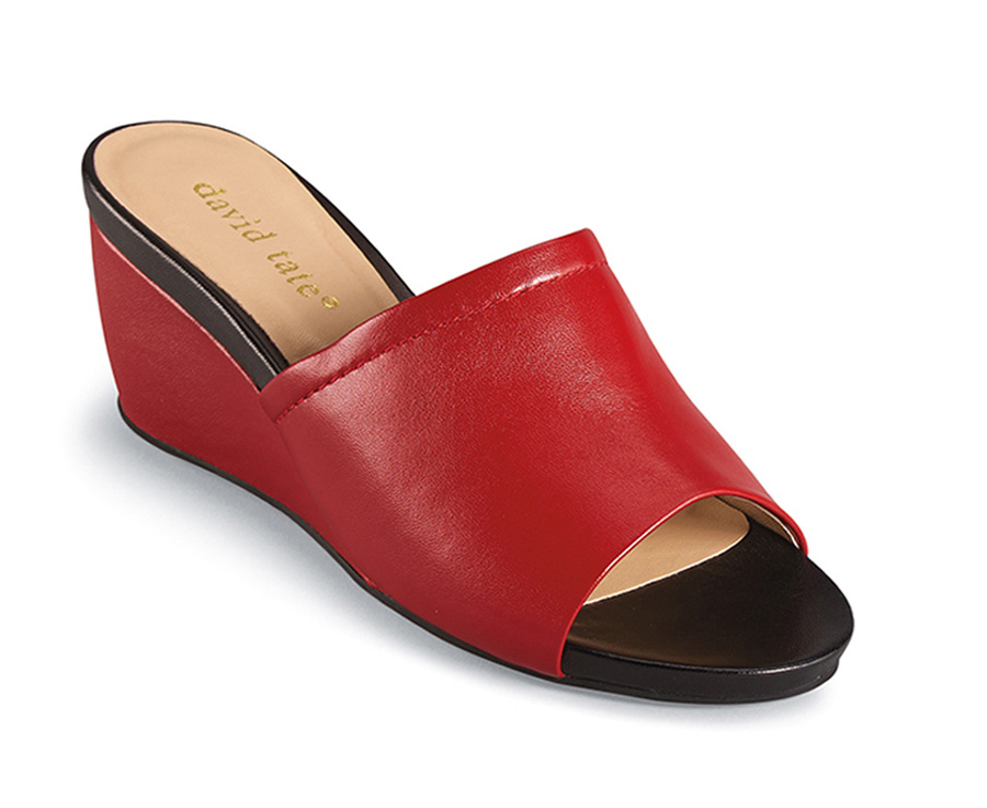 Mint Red Wedge Slide Sandal