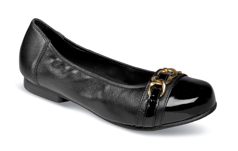 Piccadilly Black Patent Toe Flat