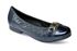 Piccadilly Navy Patent Toe Flat