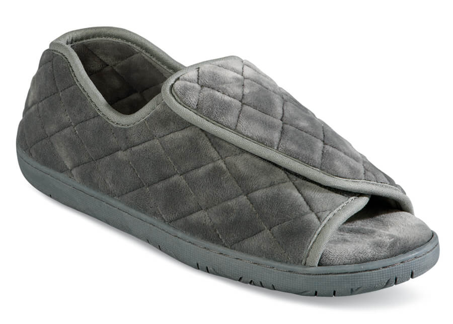 Grey Quilted Strap Slipper
