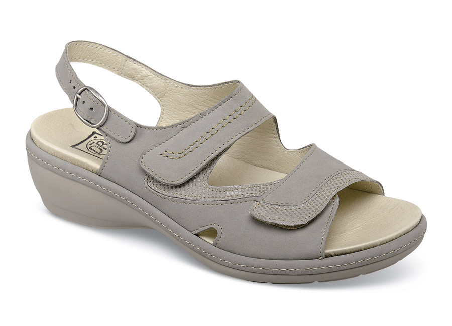 Georgina Taupe 3-Strap Sandal | Hitchcock Wide Shoes
