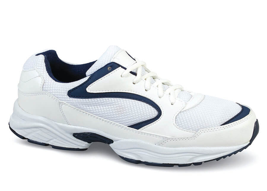 White/navy Mesh Sport Shoe | Hitchcock Wide Shoes