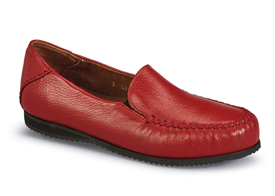 Sharon Red Moccasin Loafer | Hitchcock Wide Shoes