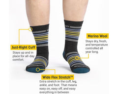 Eclipse-Mens Multi Stripe Cushioned Micro Crew Sock 2