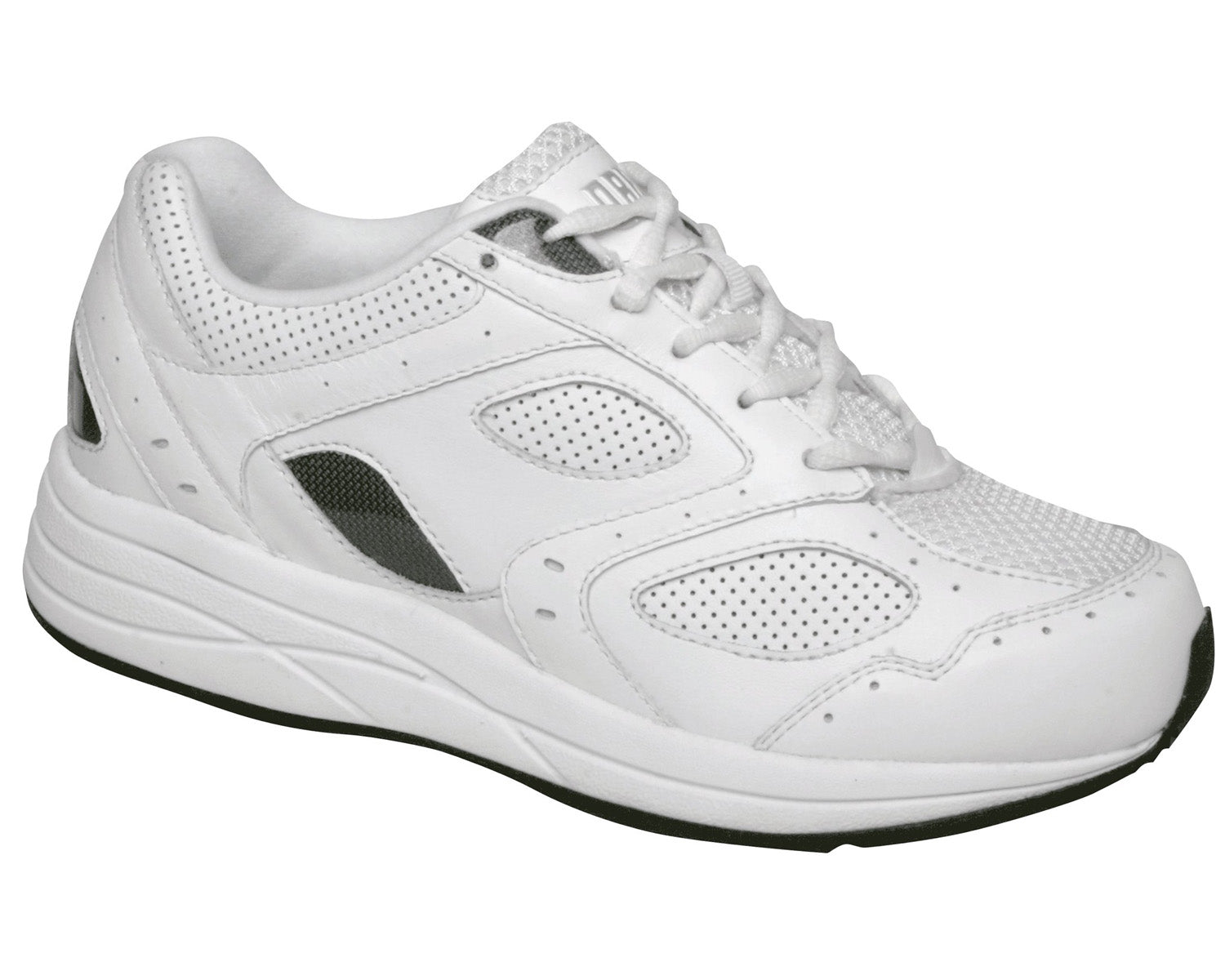 White Leather Perf White Mesh-FLARE BY DREW 1
