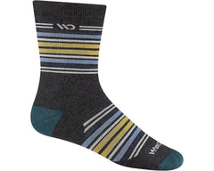 Charcoal-Mens Multi Stripe Cushioned Micro Crew Sock 1
