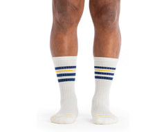 White Navy-Mens Vintage Stripe Cushioned Crew Sock 3