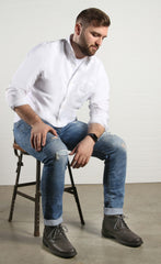 Grey Leather-Bronx Boots BY DREW 3