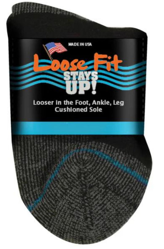 Black-EXTRA WIDE LOOSE FIT STAY UP QUARTER SOCK 1