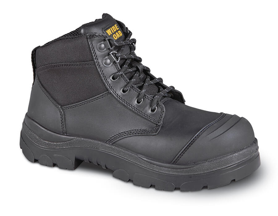 Black Leather-6 WORK BOOT NON SAFETY TOE WIDE LOAD 1