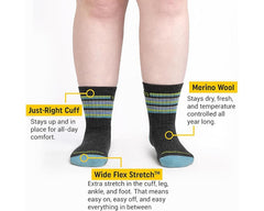 Charcoal-Womens Multi Stripe Cushioned Micro Crew Sock 2