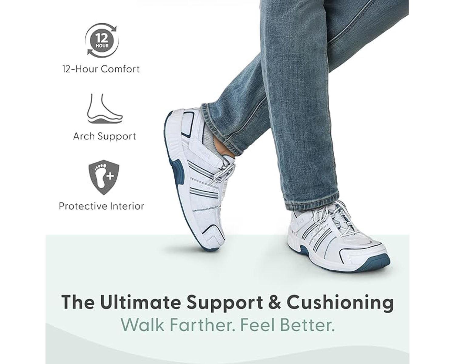 White-MONTEREY BAY Athletic Shoe BY ORTHOFEET 6