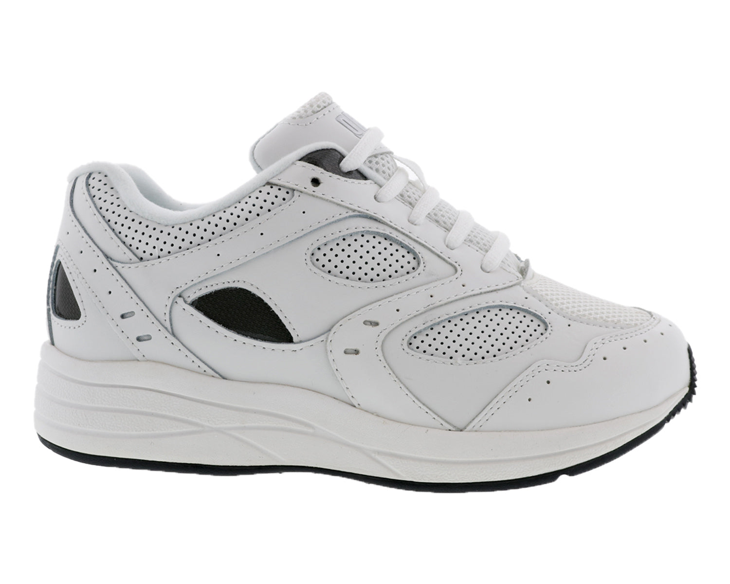 White Leather Perf White Mesh-FLARE BY DREW 3