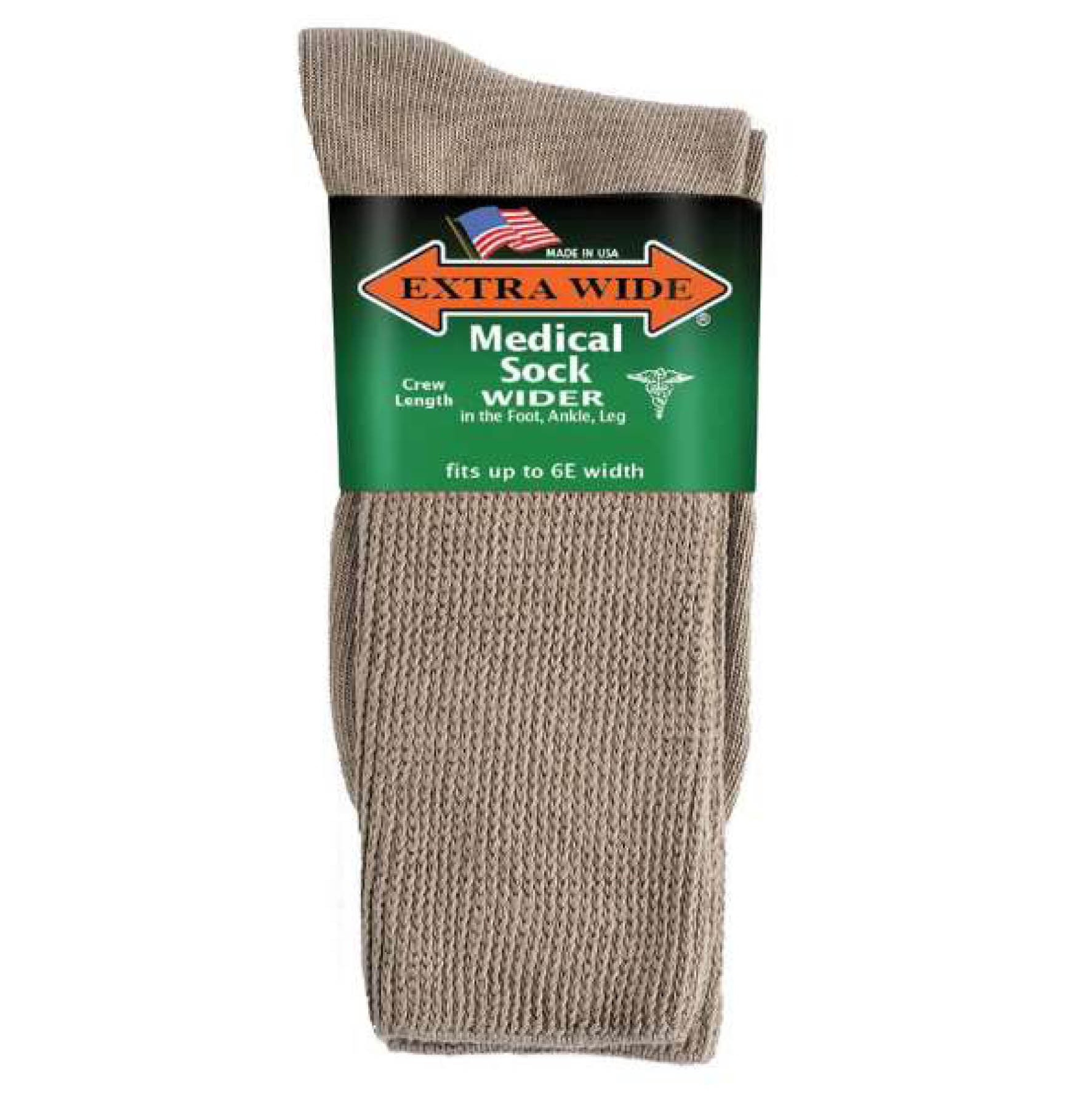 Tan-EXTRA WIDE MEDICAL CREW SOCK 1