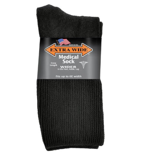 Black-EXTRA WIDE MEDICAL CREW SOCK 1