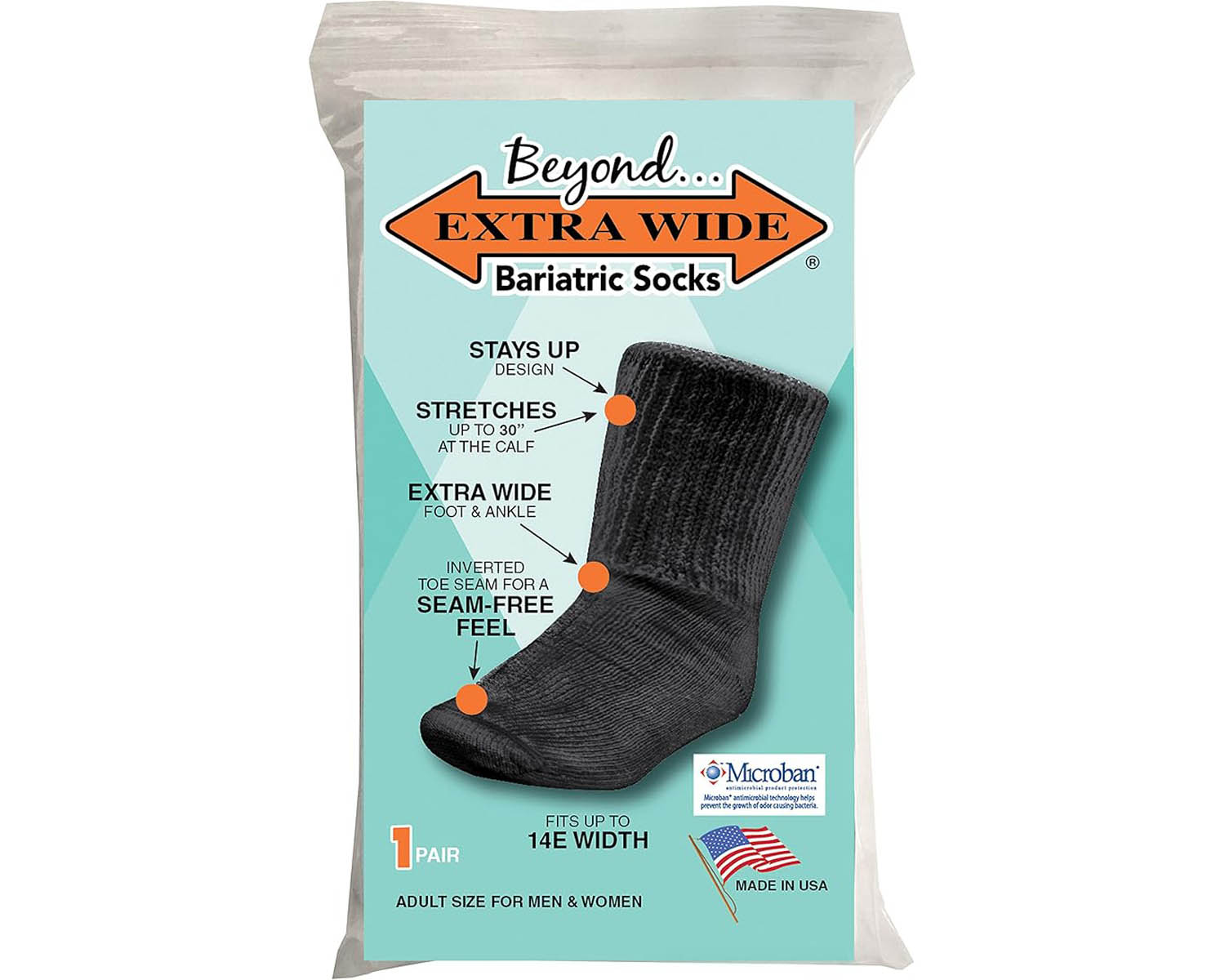 Black-EXTRA WIDE BARIATRIC SOCK 1