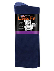 Navy-EXTRA WIDE LOOSE FIT MERINO WOOL CREW SOCK 1