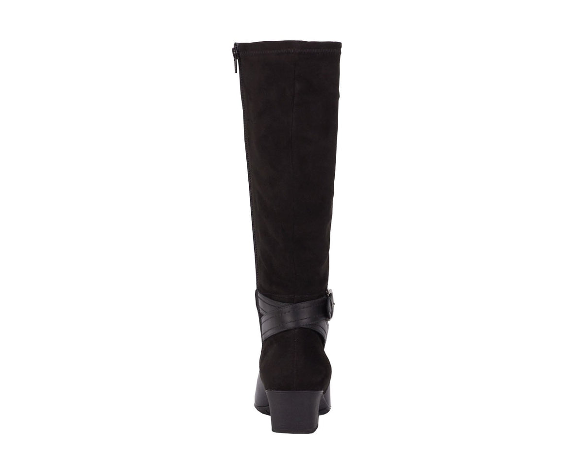 Black Leather  Stretch Suede Fabric-MAX WWS BY ROS HOMMERSON 5