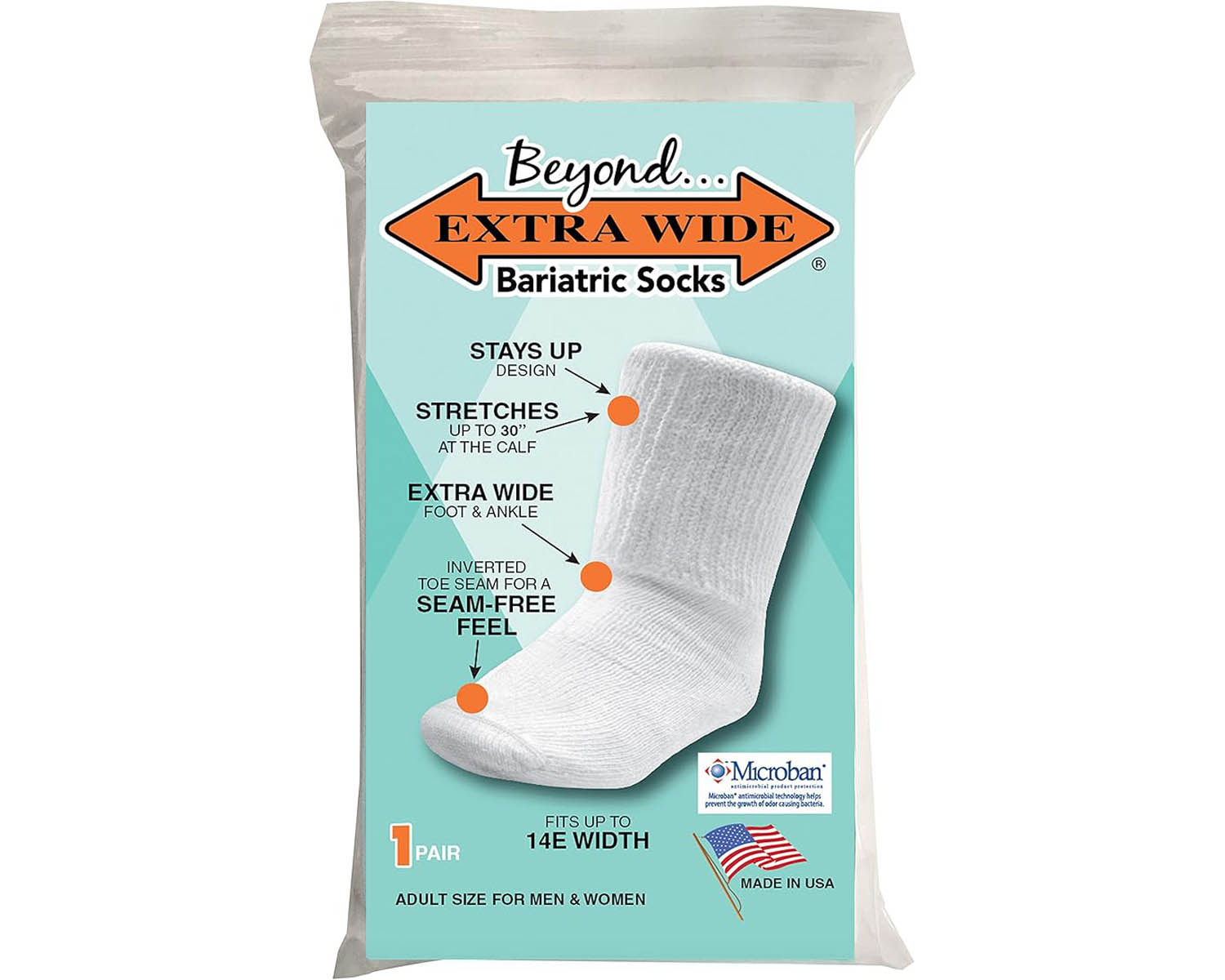 White-EXTRA WIDE BARIATRIC SOCK 1
