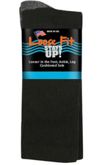 Black-EXTRA WIDE LOOSE FIT STAY UP CREW SOCK 1