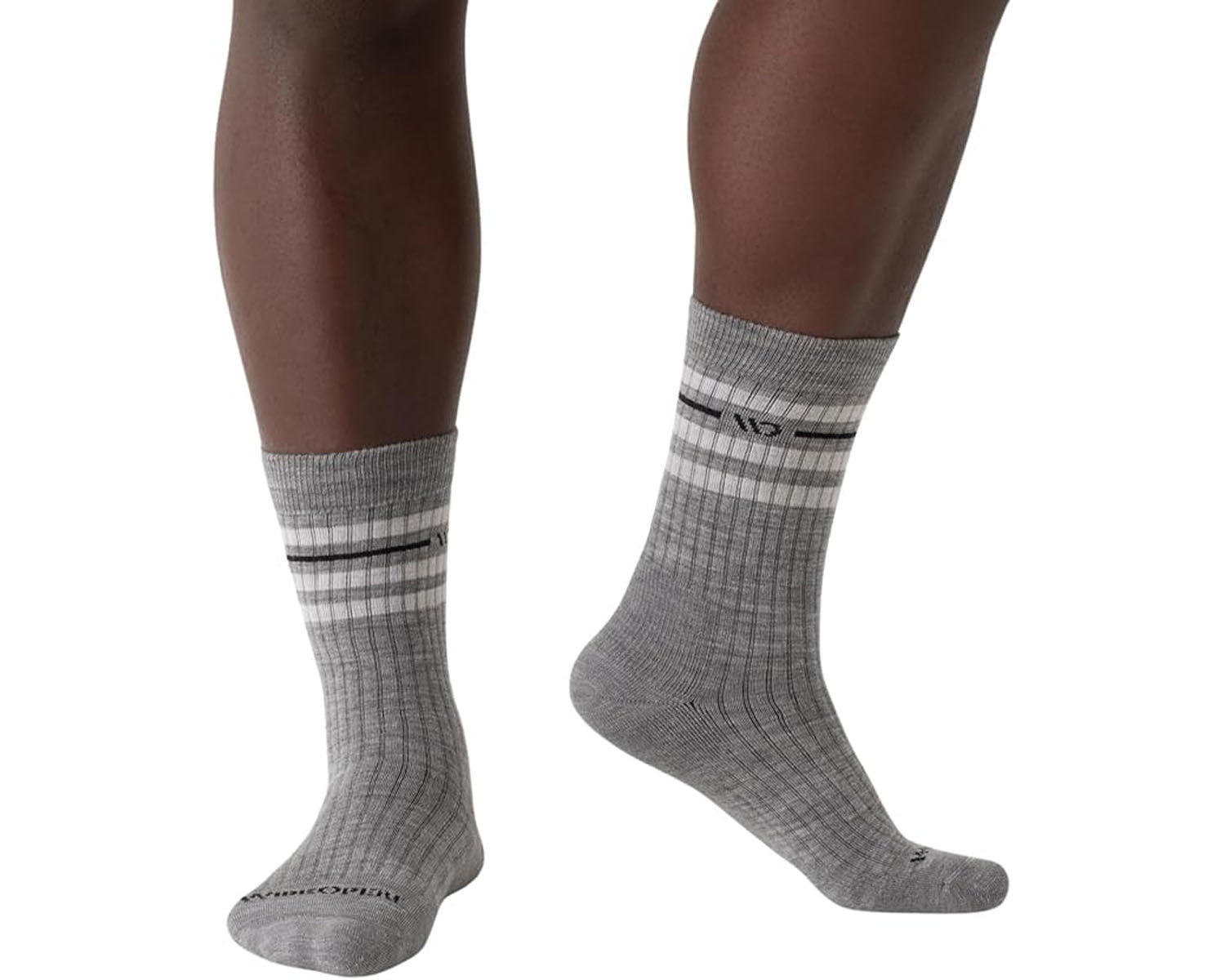 Grey Combo-Mens Vintage Stripe Cushioned Crew Sock 1