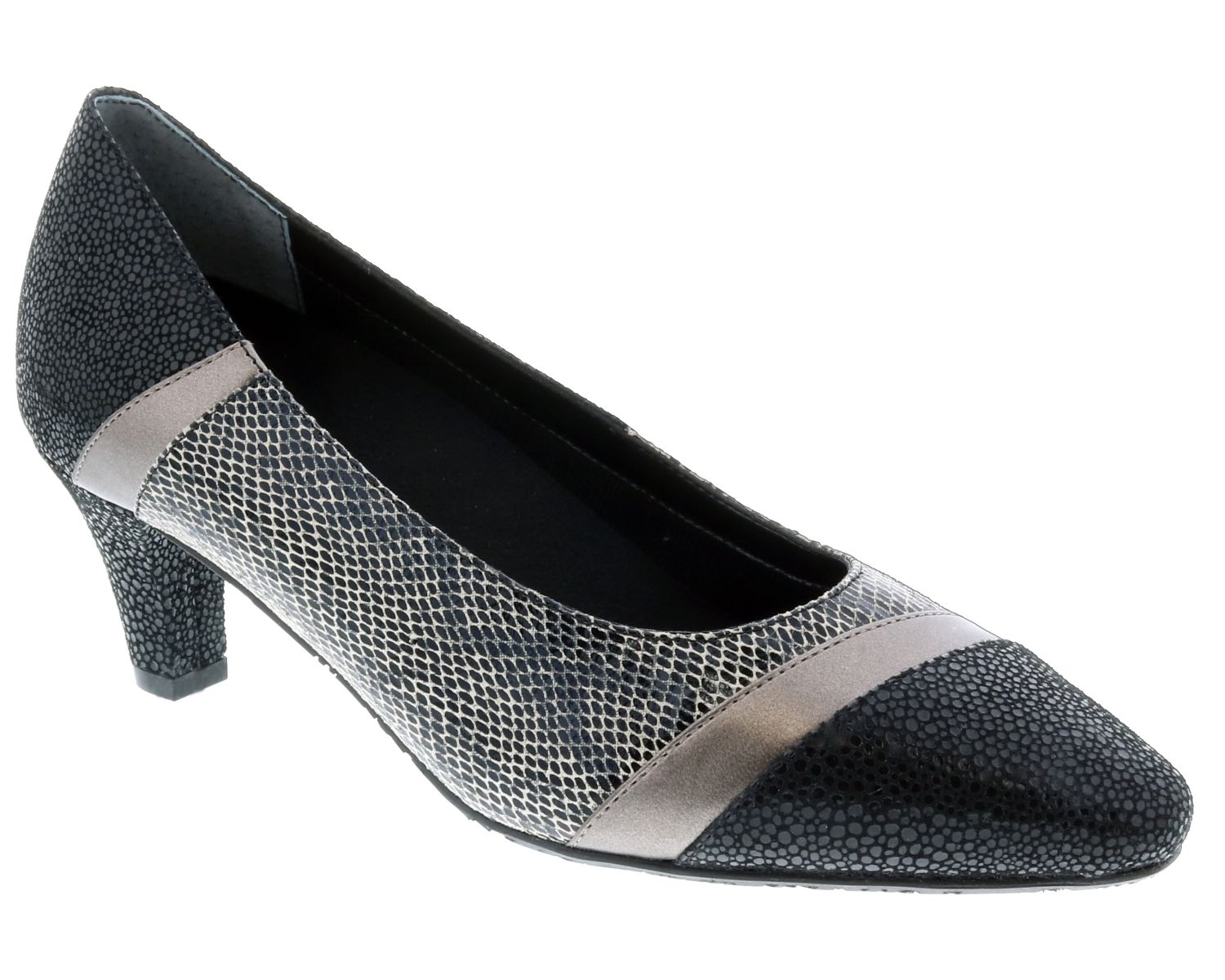 Black/Pewter Lizard Print Leather-KIWI BY ROS HOMMERSON 1