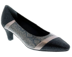 Black/Pewter Lizard Print Leather-KIWI BY ROS HOMMERSON 1
