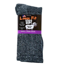 Navy-EXTRA WIDE LOOSE FIT MARLED MERINO WOOL CREW SOCK 1