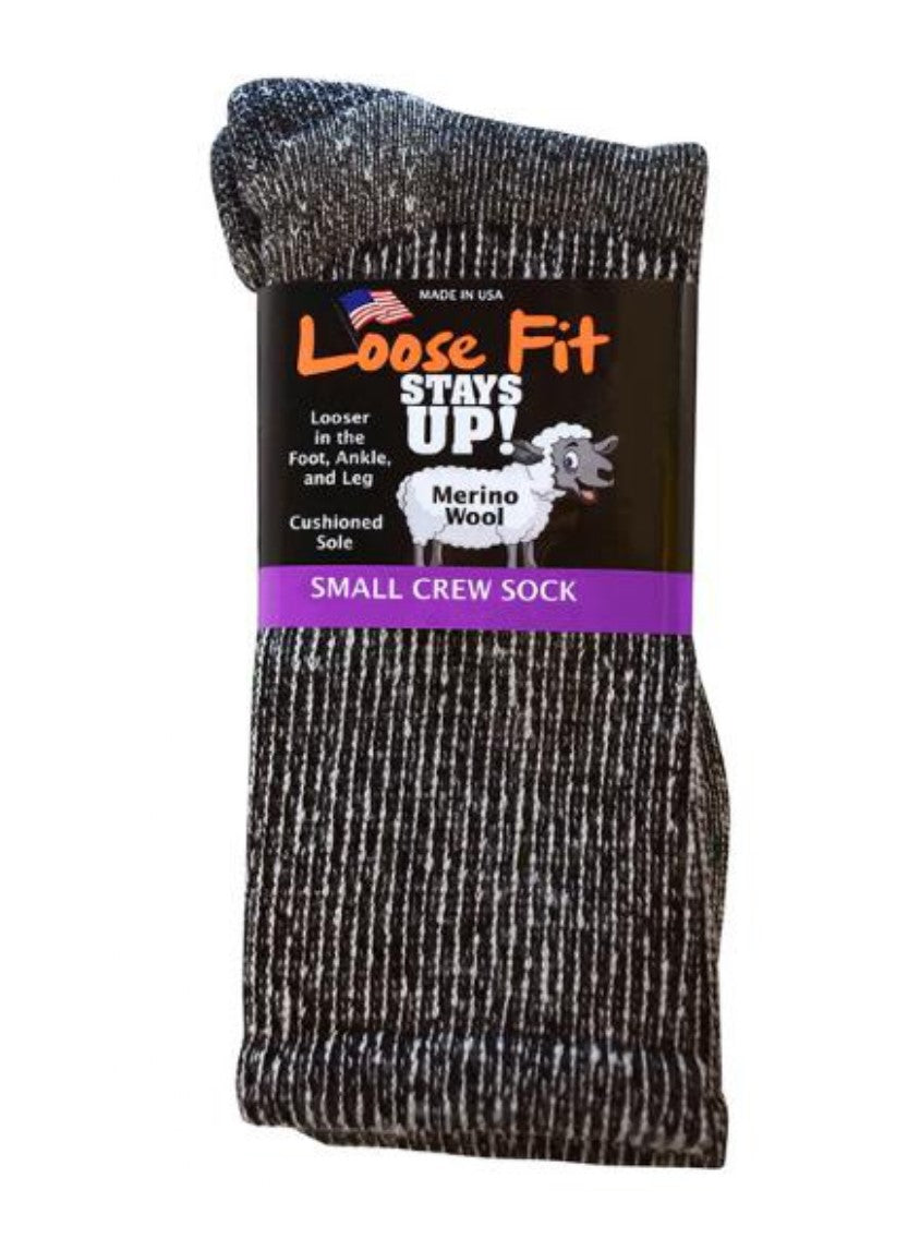 Black-EXTRA WIDE LOOSE FIT MARLED MERINO WOOL CREW SOCK 1