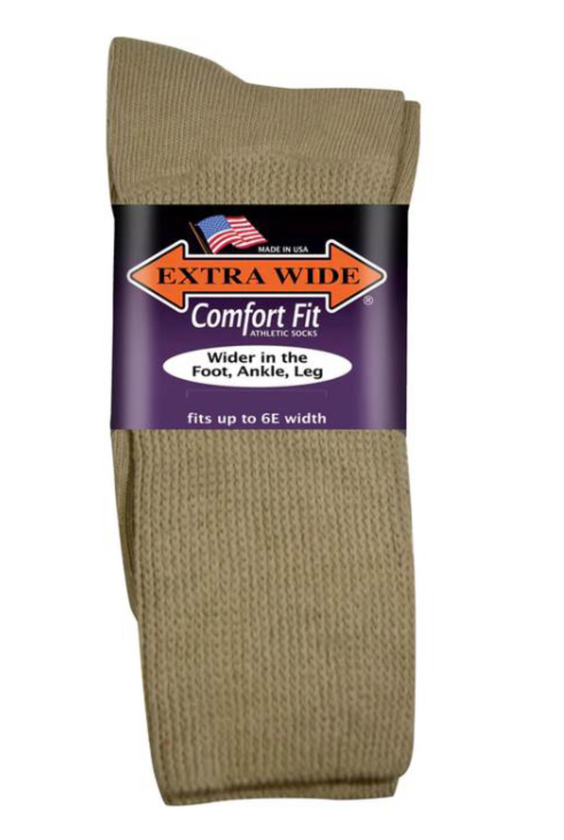 Tan-EXTRA WIDE ATHLETIC CREW SOCK 1