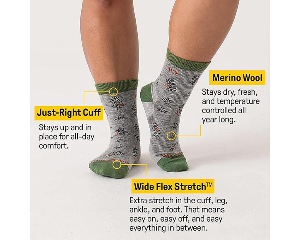 Grey-Womens Foliage Lightweight Micro Crew Sock 2