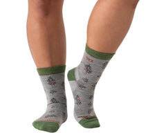 Grey-Womens Foliage Lightweight Micro Crew Sock 1