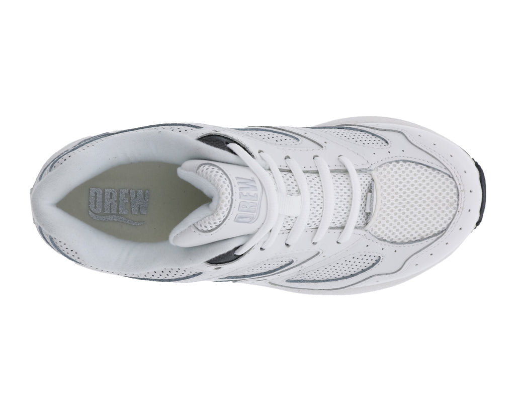 White Leather Perf White Mesh-FLARE BY DREW 5