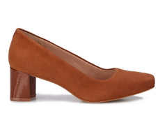 Tan Suede Patent Leather-MEREDITH PUMP BY ROS HOMMERSON 6